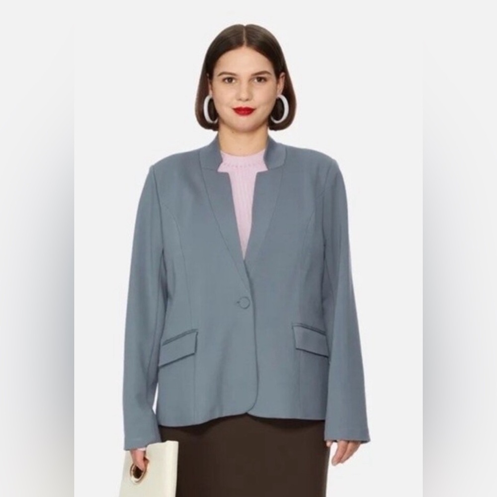 Universal Standard Miranda Smoking Jacket Blazer in Stormy Weather